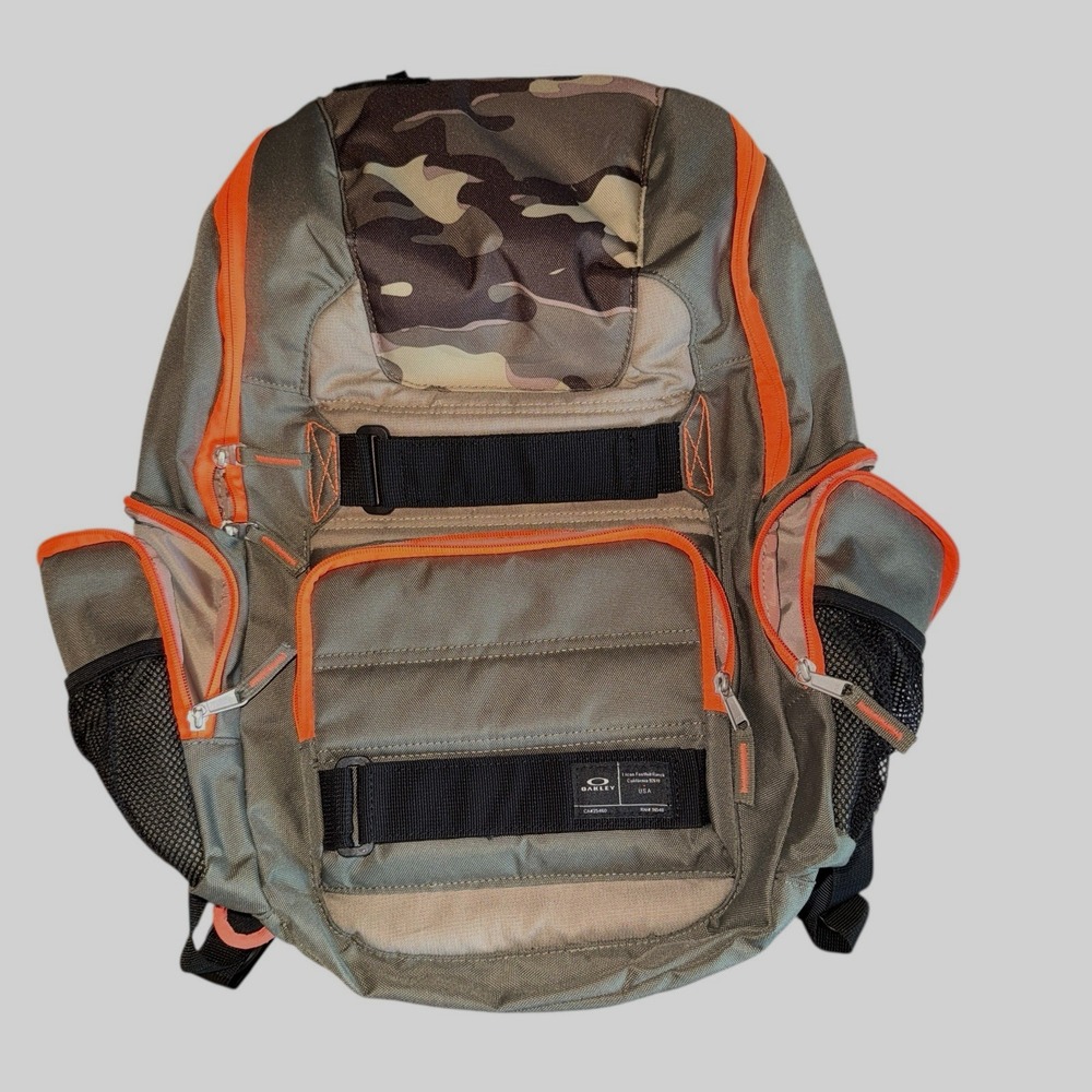 Oakley Icon Utility Backpack Gray Orange Camo Y2K Tactical Skate Laptop Bag